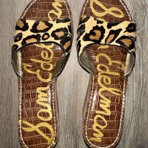 Sam Edelman Slip On Open Toe Sie 7.5M EUR 38 Animal Print Wedges Women's